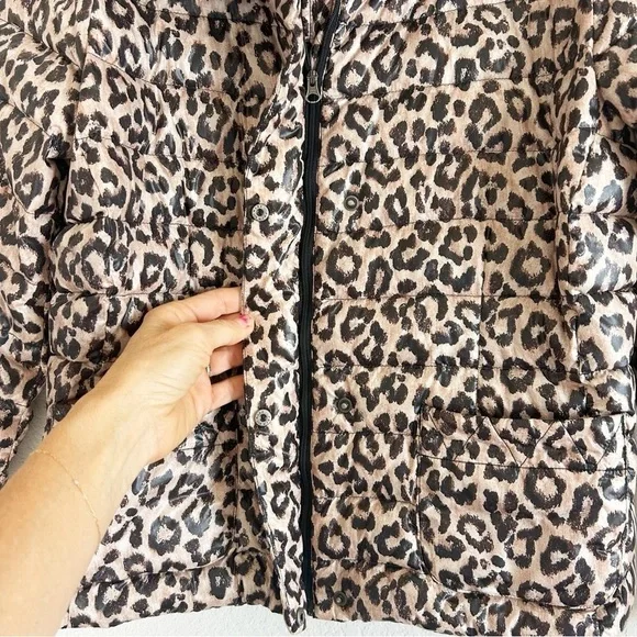 Lands End Packable Puffer Jacket Leopard Print S - Picture 6 of 12